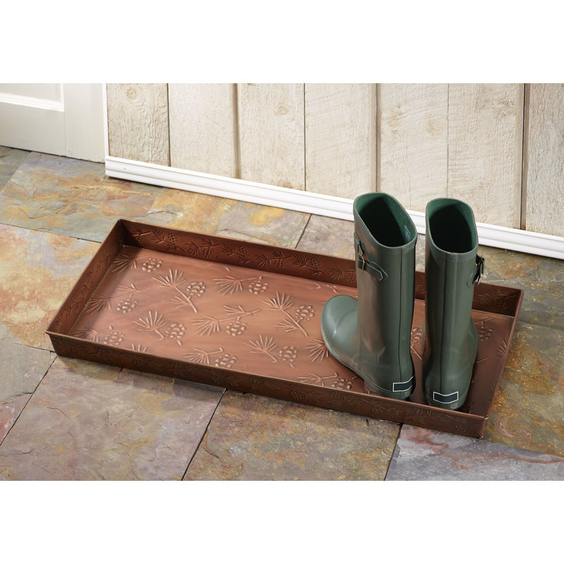Antique Copper Pine Cone 30 in. x 13 in. Indoor Boot Tray