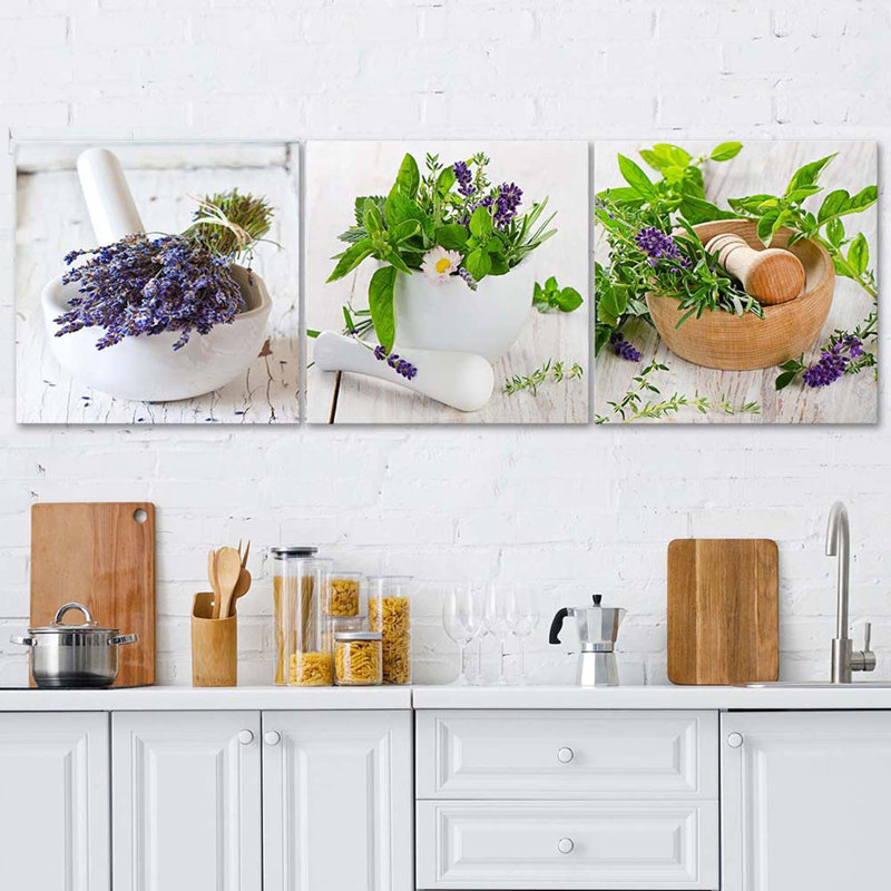 Herbs And Spices - 3 Piece No Frame Print on Canvas