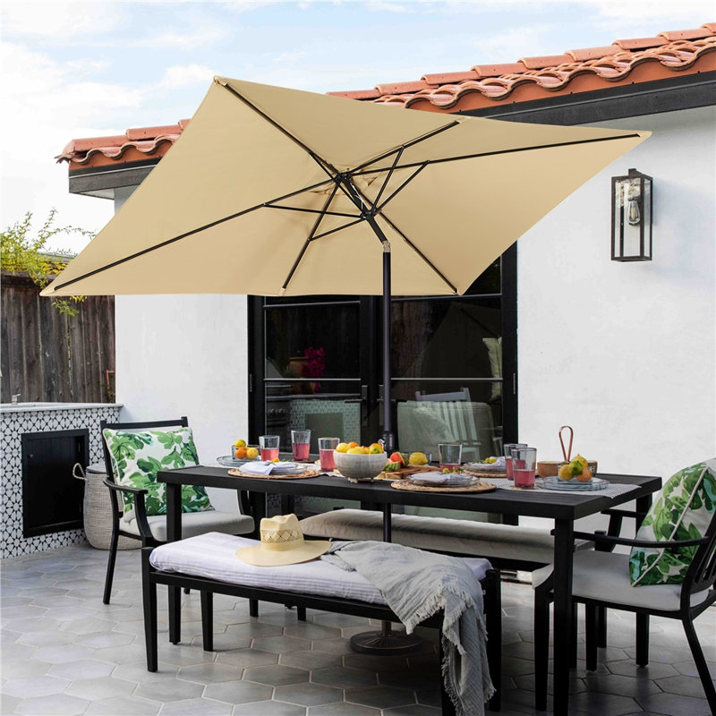 Patio Umbrella Outdoor Parasol without Stand, Tan, 99.6" H x 115" W x 76" D