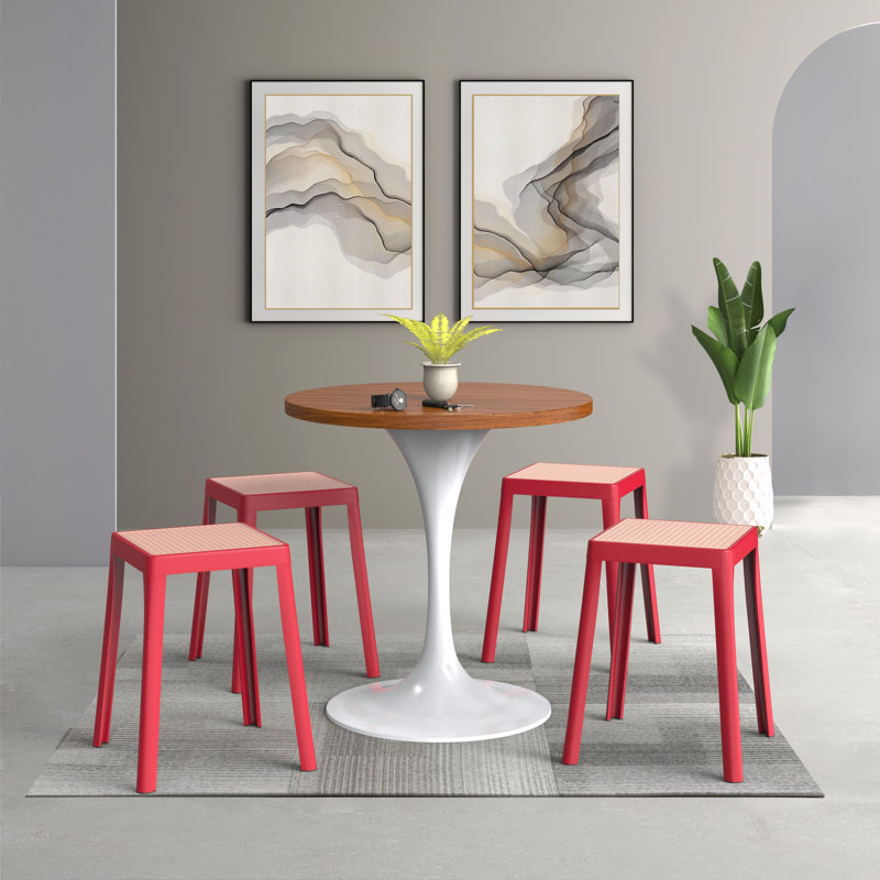 Tabouret carré en plastique empilable Dantoni, Rouge