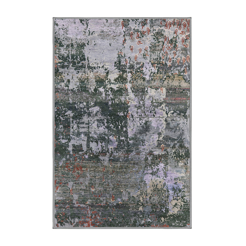 Tapis abstrait vert / gris, Rectangle 5 pi x 8 pi