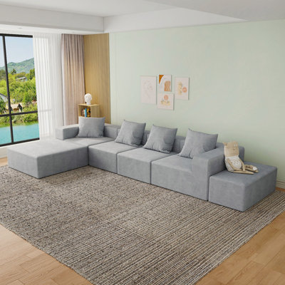 Canapé modulaire modulaire avec 2 repose-pieds, canapé Cloud avec méridienne surdimensionnée pour un salon confortable et élégant