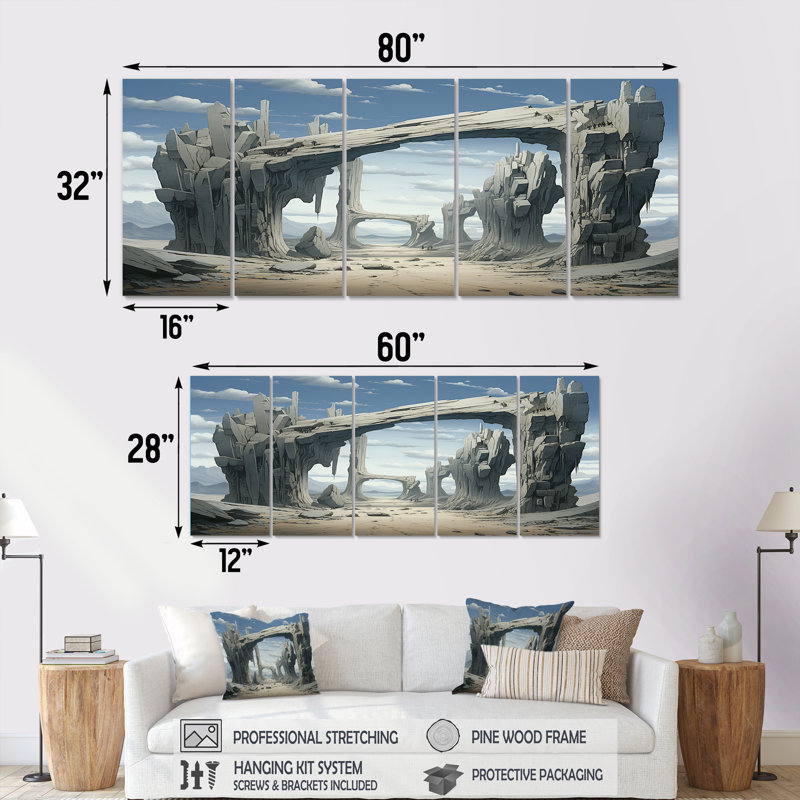 «Mind-Blowing», ensemble d'art mural surréel 5 pièces, H 32 po x l 80 po