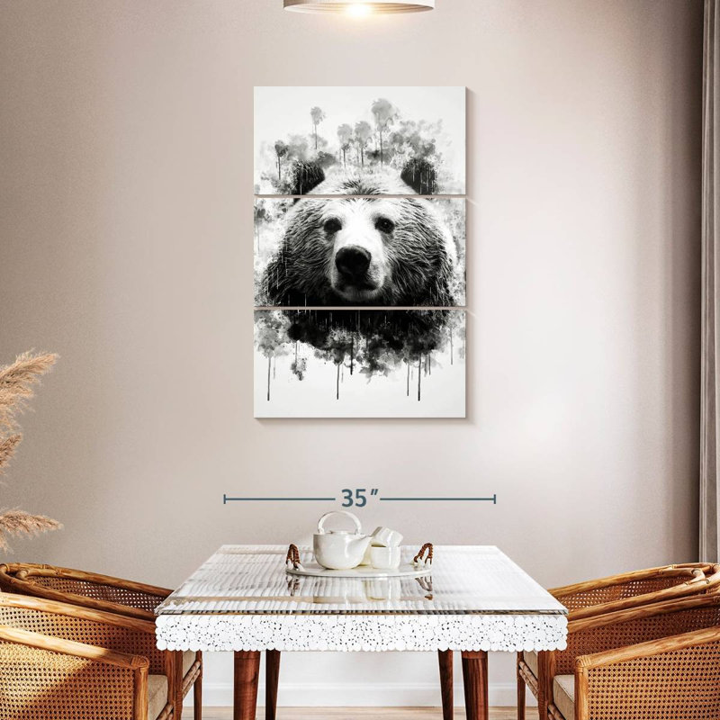 Tête d'ours Brampt noir et blanc, H 45 po x l 28 po