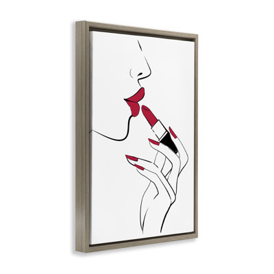 Toile flottante encadrée de maquillage «Red Lips» par Martina Pavlova