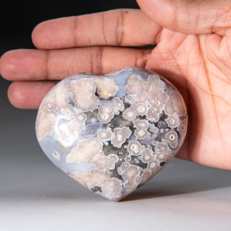 Genuine Polished Flower Agate (Medium) Heart from Madagascar