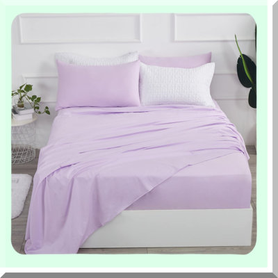 Lavender Bliss 400TC Cotton Queen Sheet Set - 4 Piece Long Staple Cotton Bed Sheets with Deep Pocket - Soft & Cozy Lavender Color Sheets - Fits Upto 16" Mattress