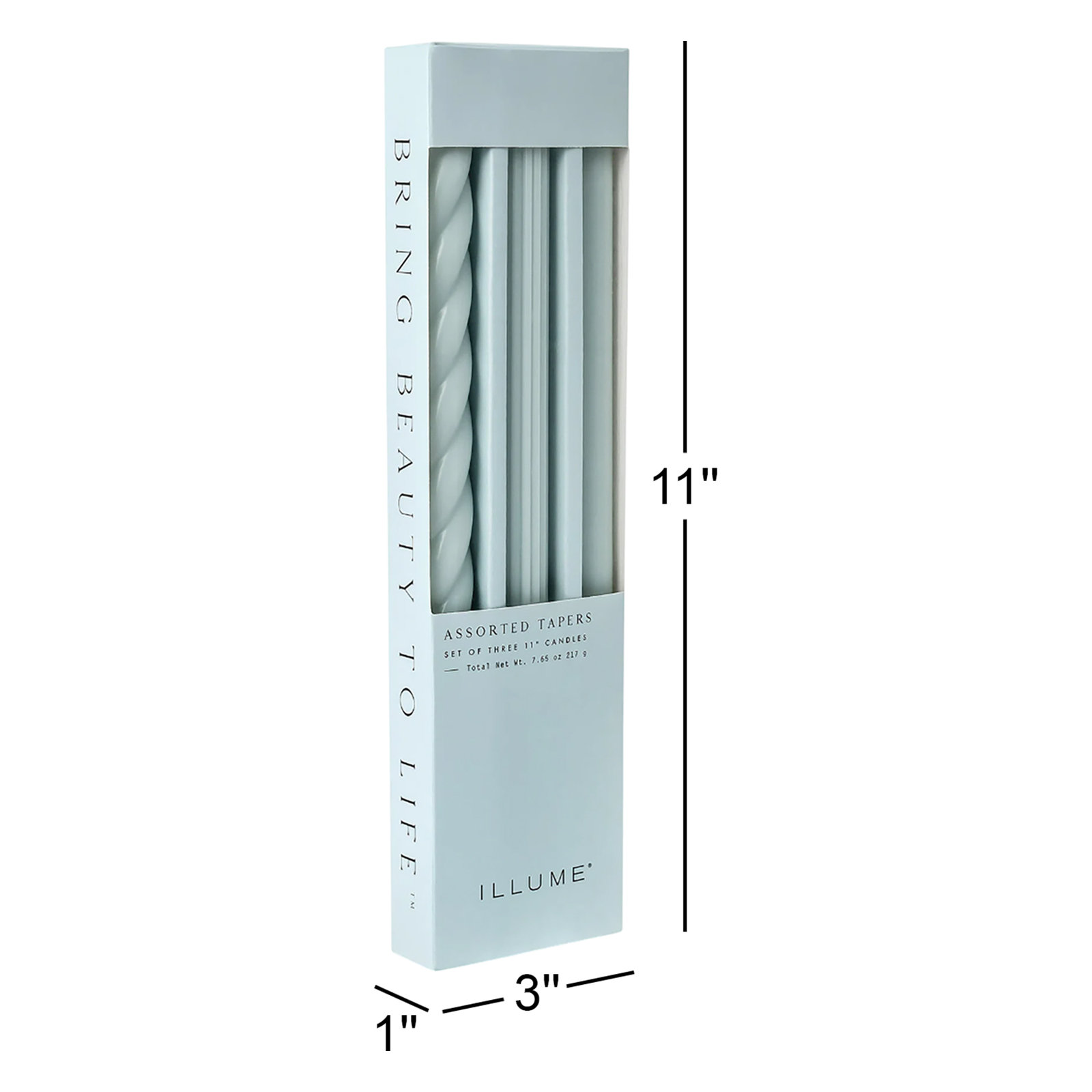Beautifully Done Unscented Taper Candle Set, Fresh Sea Salt