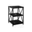 Table d'appoint en marbre noir avec structure en métal et tablettes de rangement