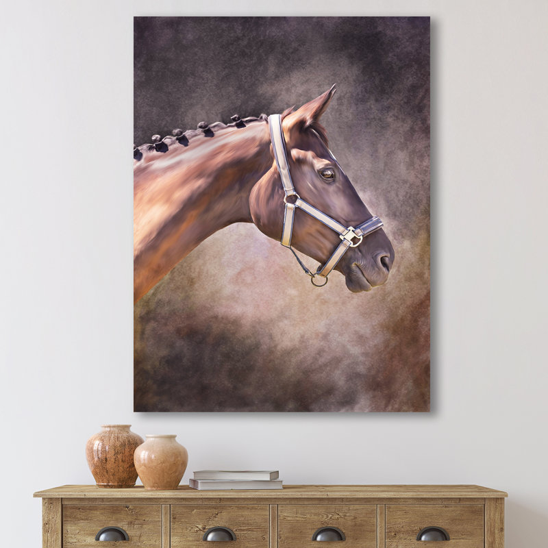Portrait de cheval brun - Photographie sur toile, H 32 po x l 16 po x P 1 po, Toile tendue