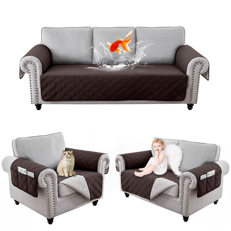 Housse pour coussin carré (3 pièces), Mélange de polyester brun