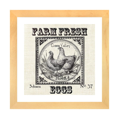 Farmhouse Grain Sack Label Chickens - impression d'art graphique