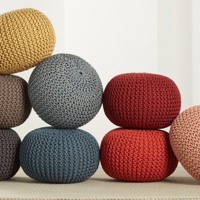 Vibe by Jaipur Living Asilah Indoor/ Outdoor Solid Dark Taupe Round Pouf