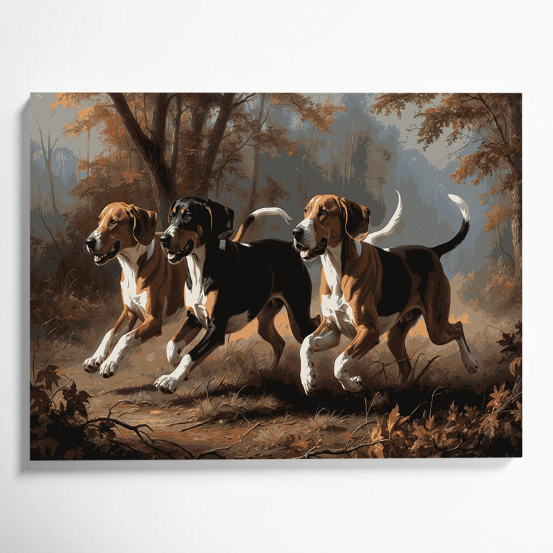 «Dogs American English Coonhound», art mural sur toile noire, H 24 po x l 36 po