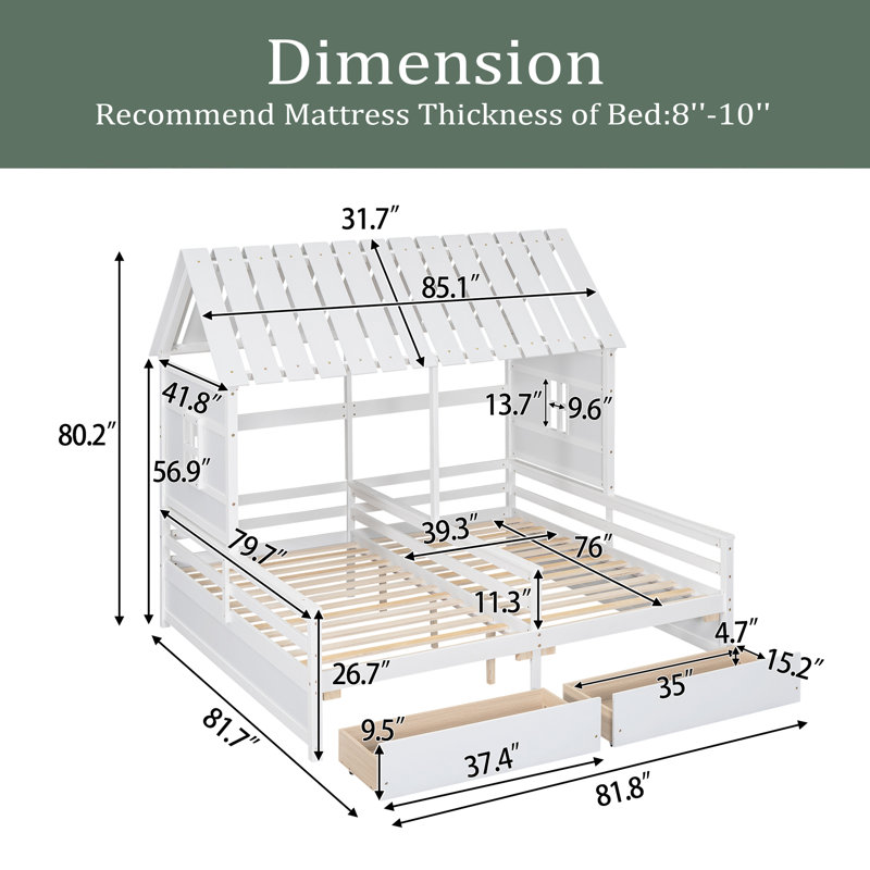 Lit plateforme avec rangement Adylyn, Blanc