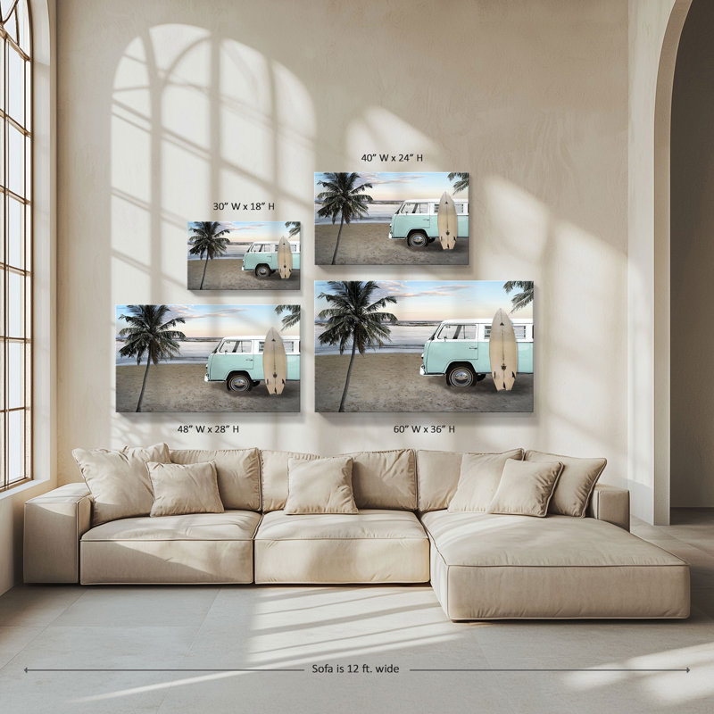 "Be Happy Beach" par Nan, reproduction sur toile, H 24 po x l 40 po x P 1,5 po