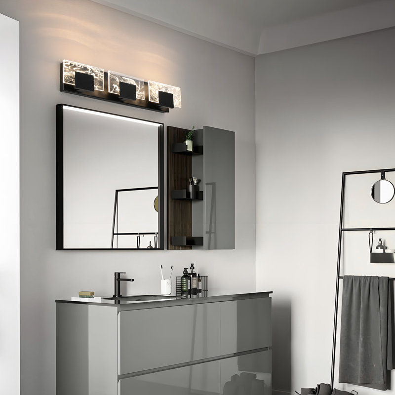 3-Light Modern Bathroom Vanity Light, Matte Black