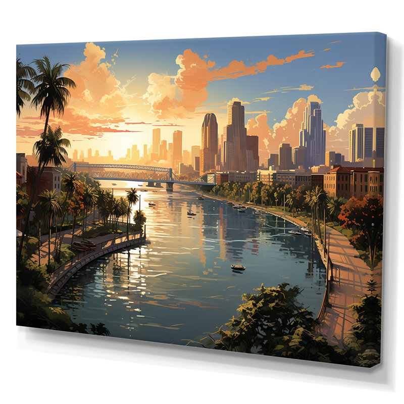 " Sunshines State Miami III ", Wrapped Canvas, 30" H x 40" W x 1.5" D