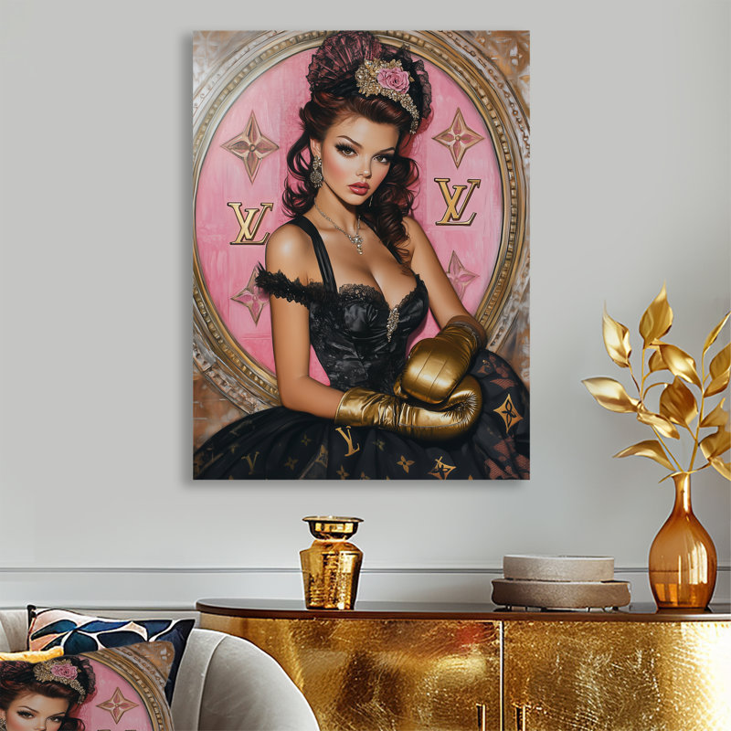Pin Up With Poutty Lips - Art mural femme cabaret, Métal métal, H 32 po x l 24 po x P 1 po