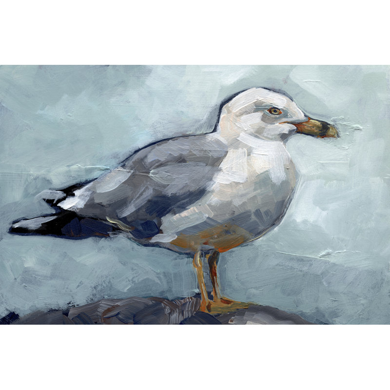 Seagull Stance I by Jennifer Paxton Parker - Painting on Canvas, 81cm H x 122cm W, Black Floater Framed