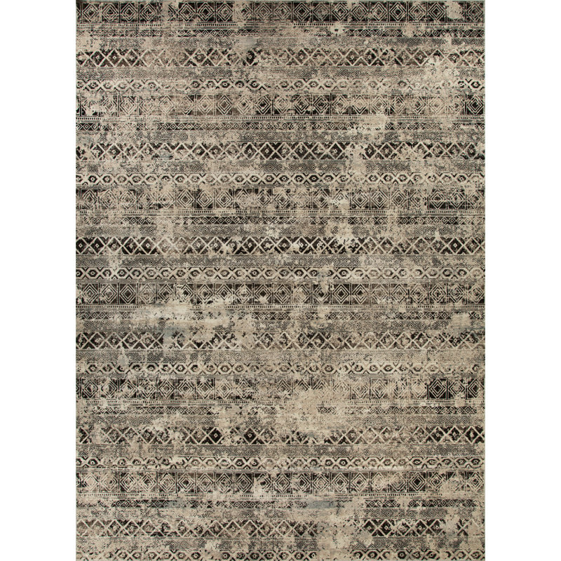 Ostergren Collection Black/Brown/Beige Transitional Tribal Area Rug, Rectangle 7'10" x 10'