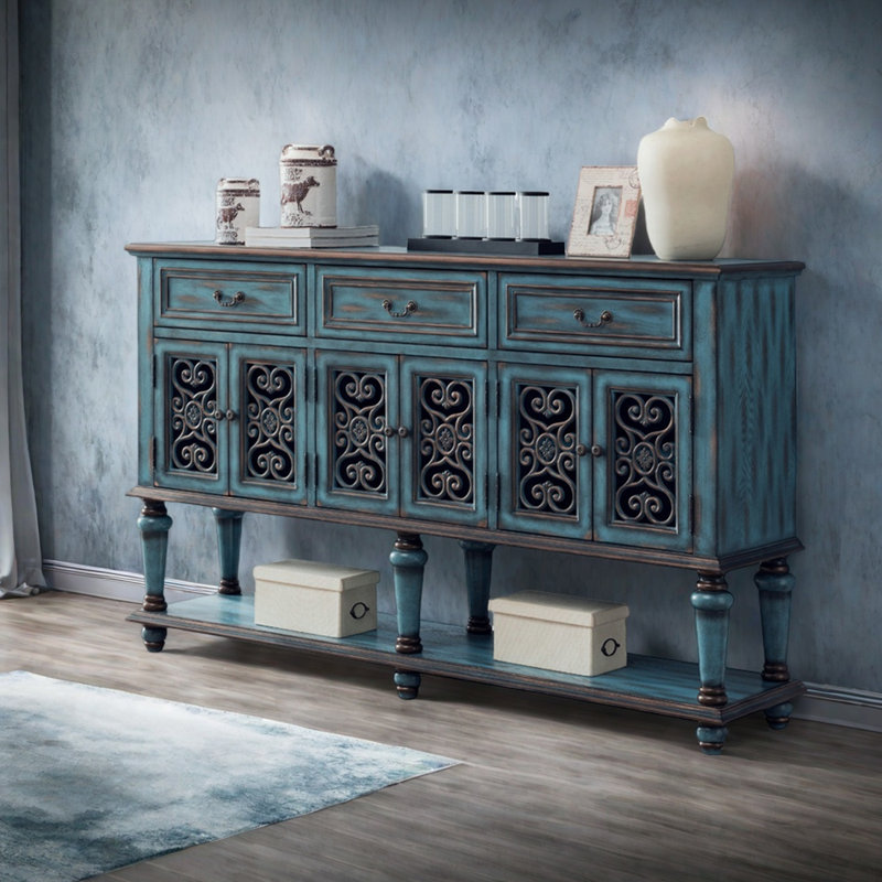 Buffet d'entrée de style rétro américain, Bleu