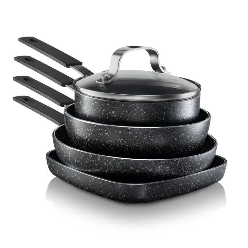 Granitestone Stackable 5 Piece Mini Nonstick Cookware Set with Rubber Grip Handles