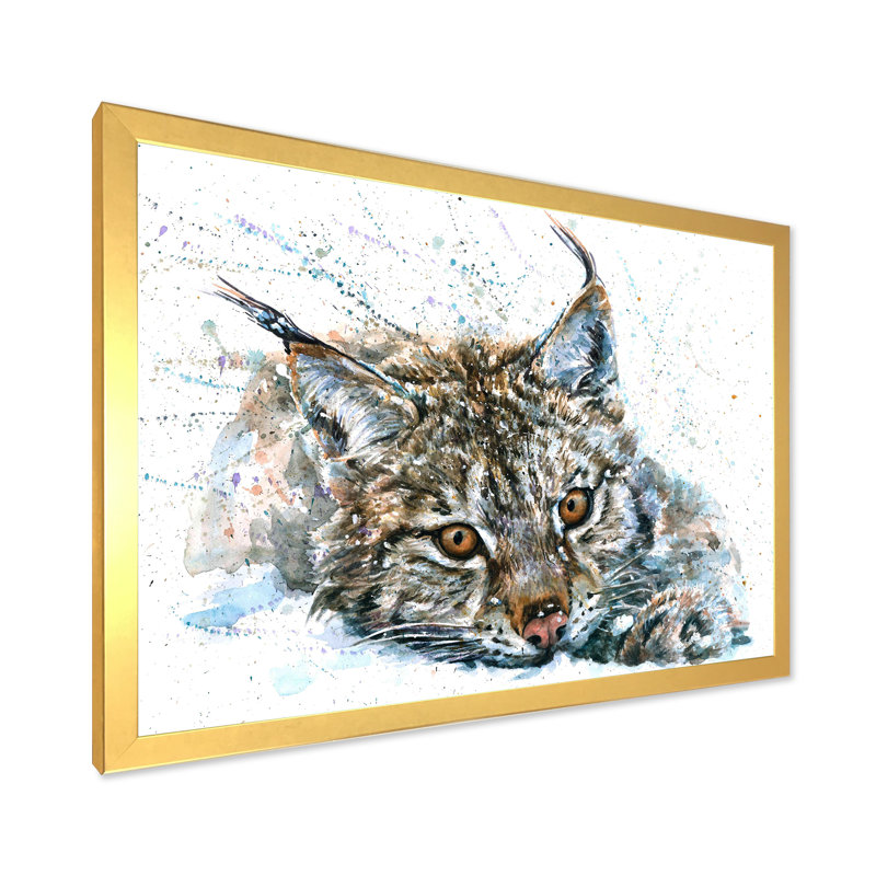 Reproduction de cadre flottant sur toile Lynx Wildlife, H 8 po x l 12 po x P 1 po, Cadre doré