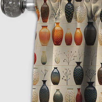 Motifs de poterie Boho - Rideau abstrait Boho - Rideau occultant abstrait - 1 panneau
