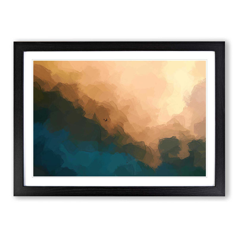 Airplane Chasing the Light in Abstract - Picture Frame Graphic Art Print, 62cm H x 87cm W x 2cm D, Black Framed