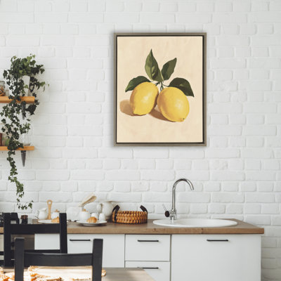 Lemon Pair with Leaves Floating Frame, design by Petal Prints Design