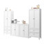 Garde-manger rectangulaire moderne à 2 portes avec wengé noir et finition blanche, idéal pour le rangement organisé et la décoration intérieure élégante.