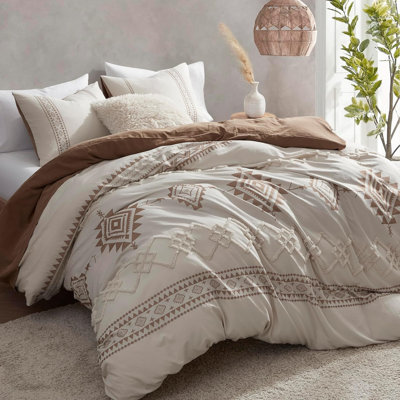 Ensemble de literie en microfibre pour grand lit 3 pièces Boho