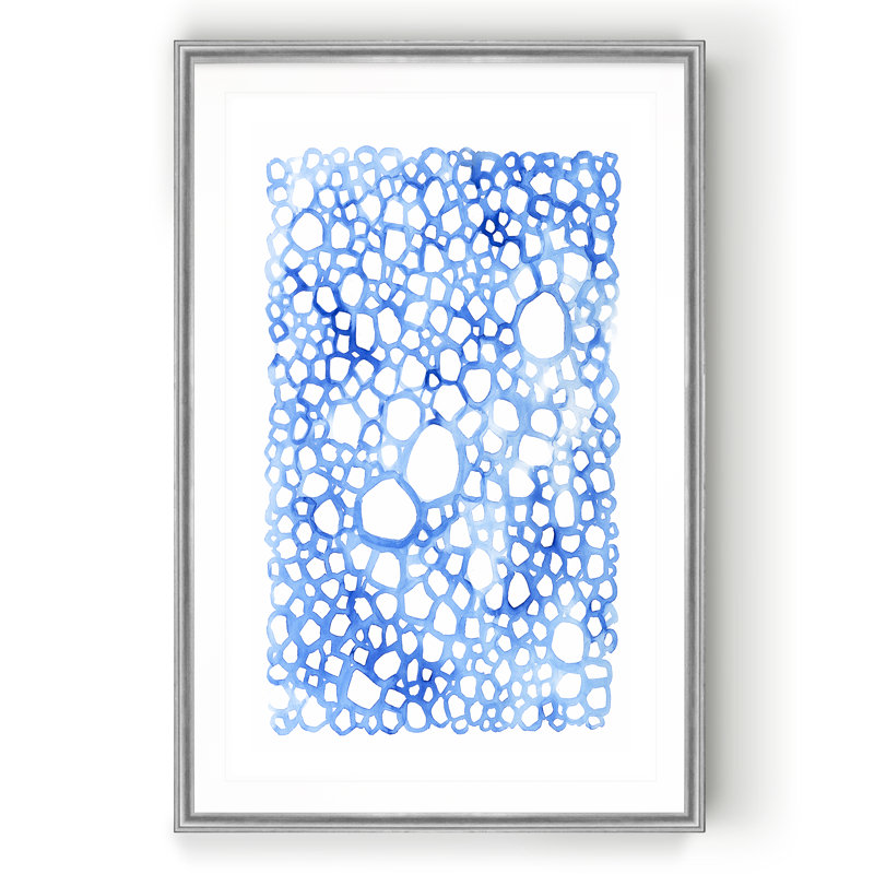 " Indigo Plexus II ", 22.5" H x 30.5" W x 1.5" D, Silver Framed