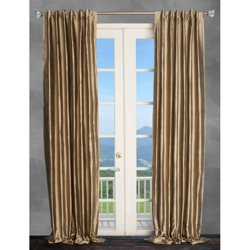 Silk Room Darkening Single Curtain Panel, Otter, 50" W x 96" L