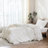 Solayne 100% Washed Cotton Duvet Cover Set with Faux Hemp Texture, Solid Color, Zipper Closure and Corner Ties-111685171-111685178