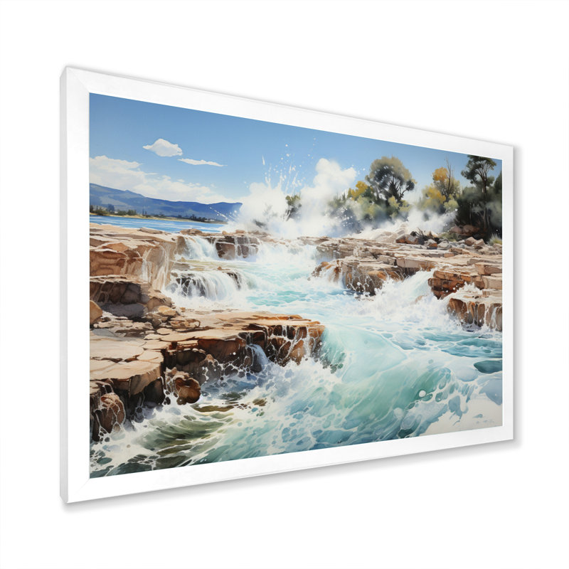 Blandshaw Geyser Gush Fury - impression, H 30 po x l 40 po x P 1,5 po, Cadre simple blanc