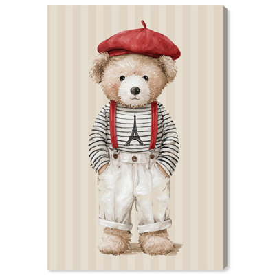 «Little Parisian Teddy Bear», reproduction d'art sur toile par Art Remedy, 30 x 45