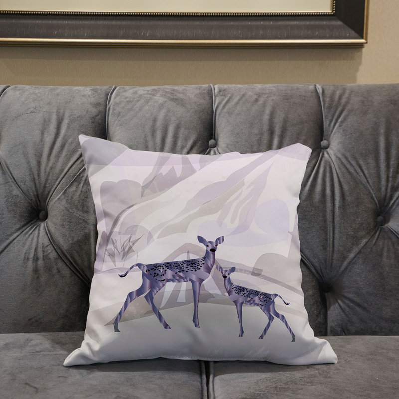 Coussin 18 x 18, Beige / Noir / Mauve