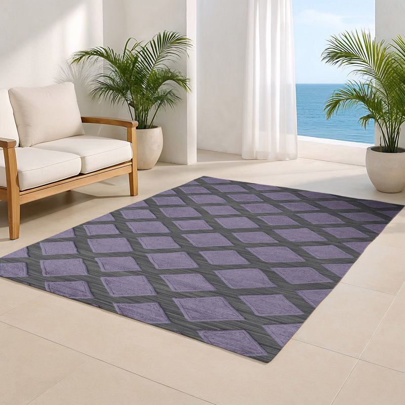 Tapis mauve intérieur et extérieur Trellis, Rectangulaire 8 pi x 10 pi