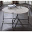 Round Coffee Table With Metal Frame Leg, White Oak And Chrome