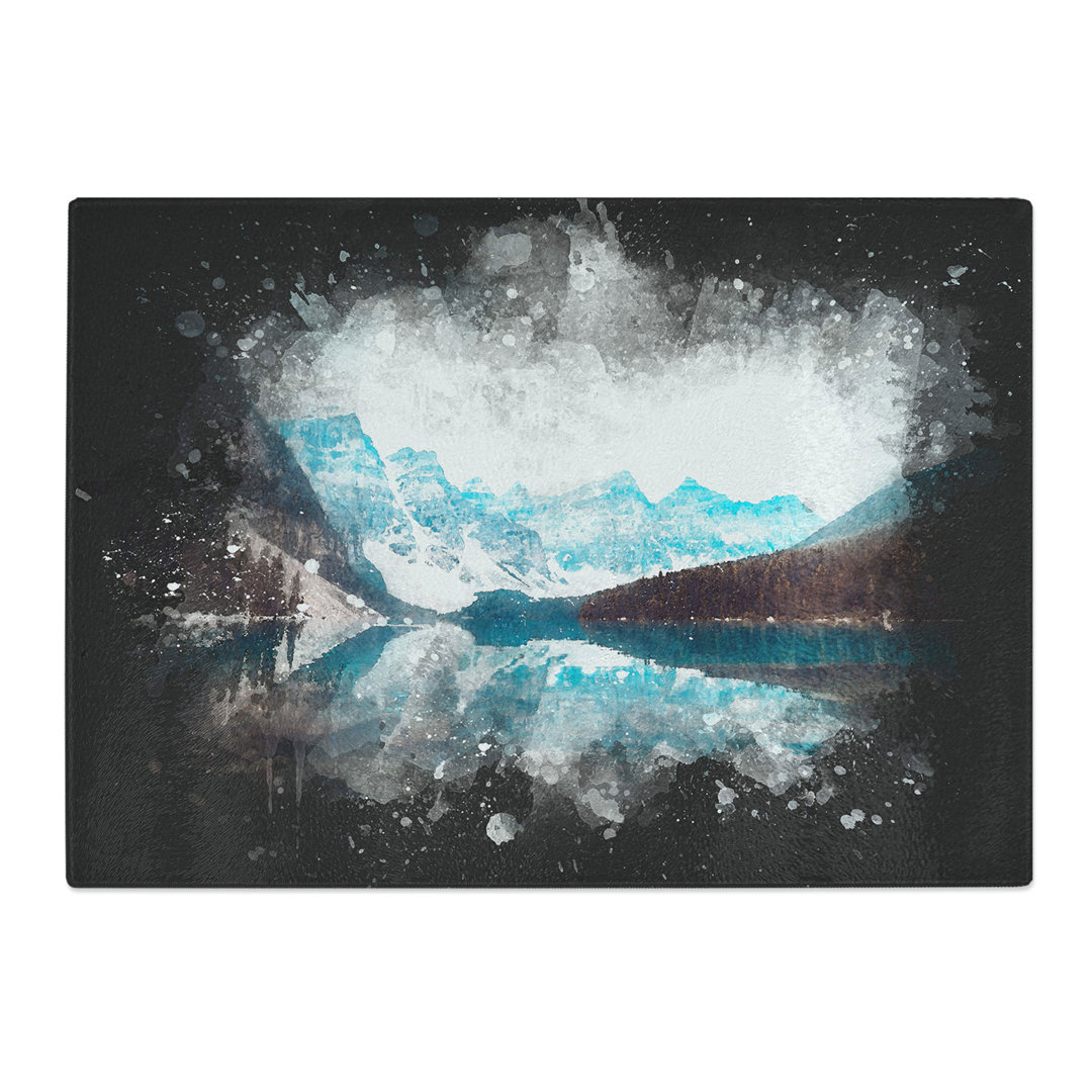 Tempered Glass Mountains & Forest by Lake Moraine Chopping Board