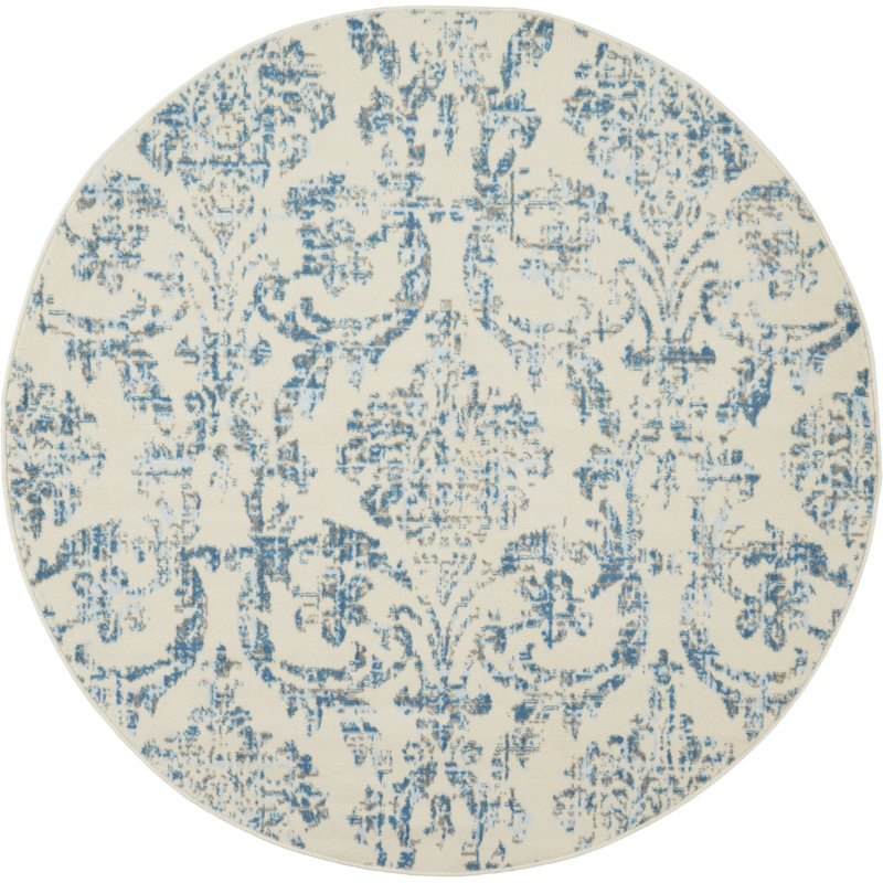 Rosemead Damask Indoor Rug, Round 5'3"