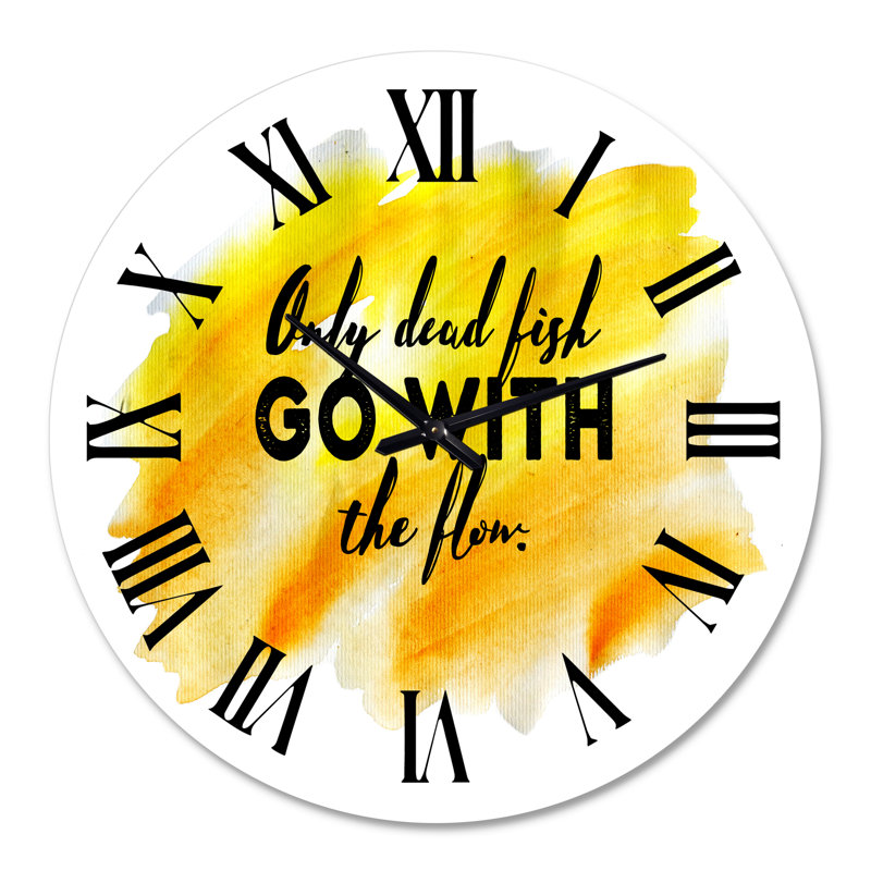 Only Only Fish Go With The Flow - Horloge murale moderne, Moyenne