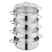 Korkmaz Nora Jr. Cookware Set with Tempered Glass Lids and Bakelite  Handles, 6-Piece Kitchen Polished Chef's Classic Stainless Steel Pots  Collection