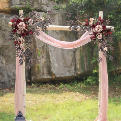 Ensemble de 2 fleurs arquées et guirlandes florales artificielles, centres de mariage, guirlande de roses, arrangements de verdure pour chérie, décoration de table, fenêtre de jardin, décorations de mariage