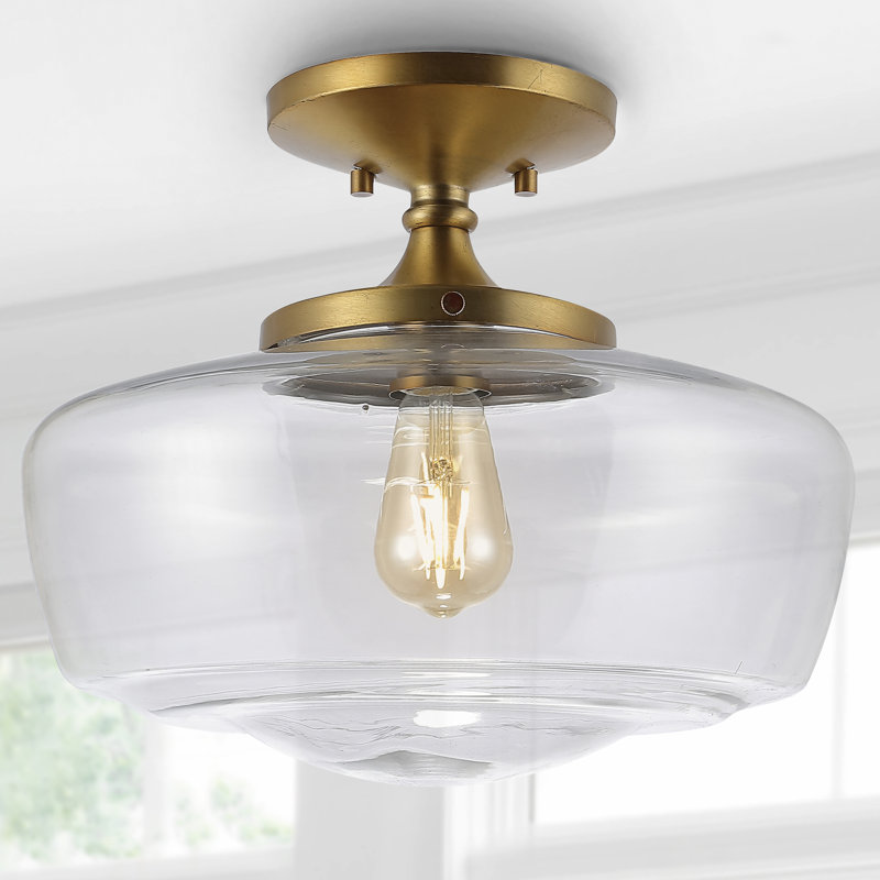 Plafonnier semi-encastré 1 lumière 14 po T maté, Laiton doré