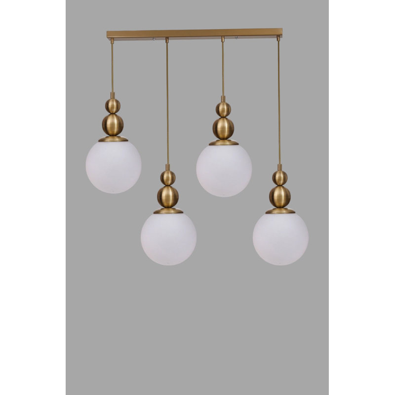 Lustre, Blanc / Doré, 4 étages, Quatre lumières