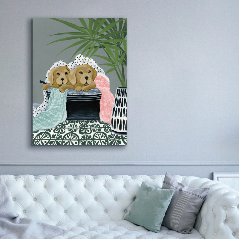 «Laundry Dogs» par Yvette St. Amant, art mural sur toile, H 54 po x l 40 po x P 1,5 po