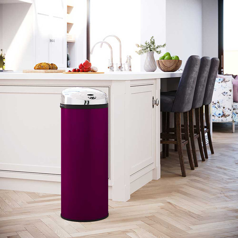 Ladson Steel Motion Sensor Kitchen Trash Can, 50L, Purple